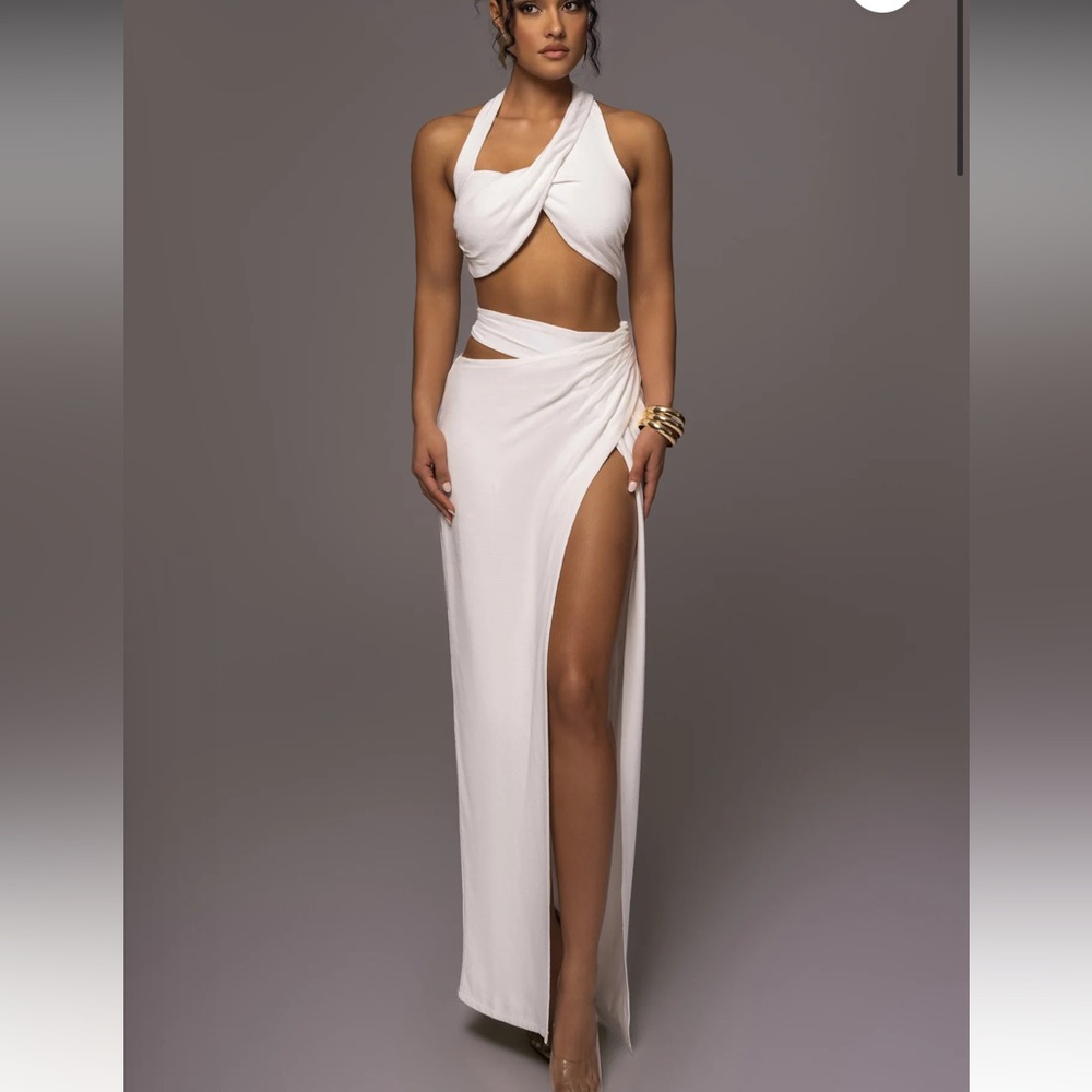 JLUXLABEL IVORY NEW AGE TWO PIECE SKIRT SET